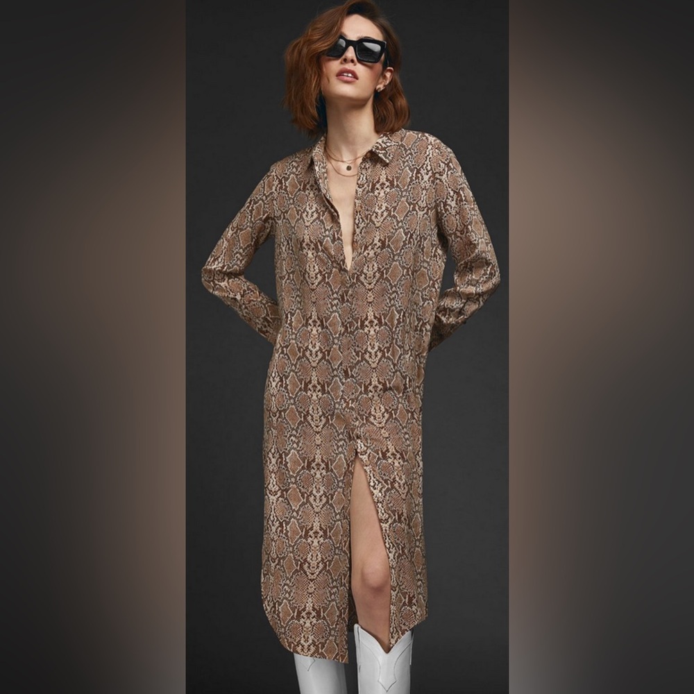 ANINE BING XS Dress Chelsea Python Silk Midi Snake Print